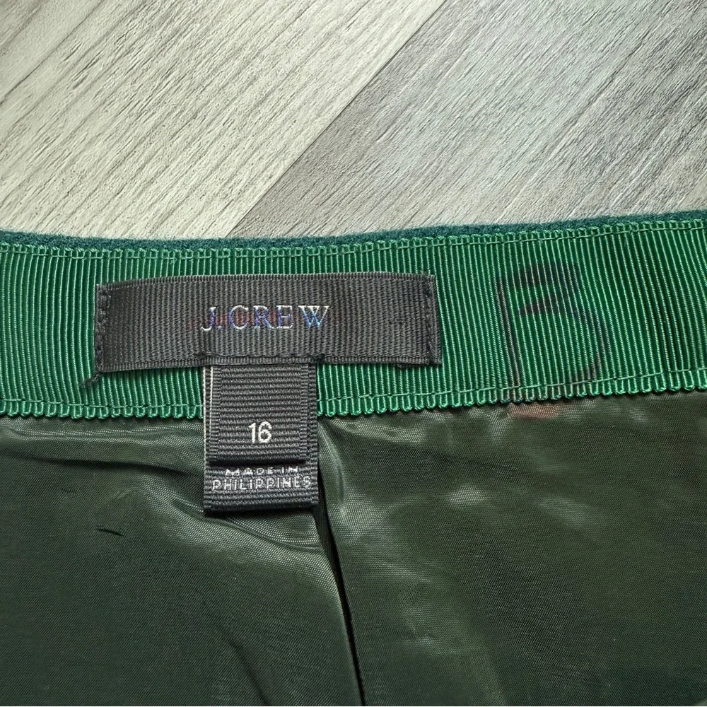J.CREW Ruffle Mini Skirt Forrest Green 16 Plus Wool Lined
